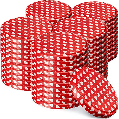 KADAX 50er Set Schraubdeckel TO66 ⌀ 66mm Rote Herzen – Twist-Off Ersatzdeckel für 235-900ml Einmach- & Marmeladengläser | Luftdicht & Spülmaschinenfest