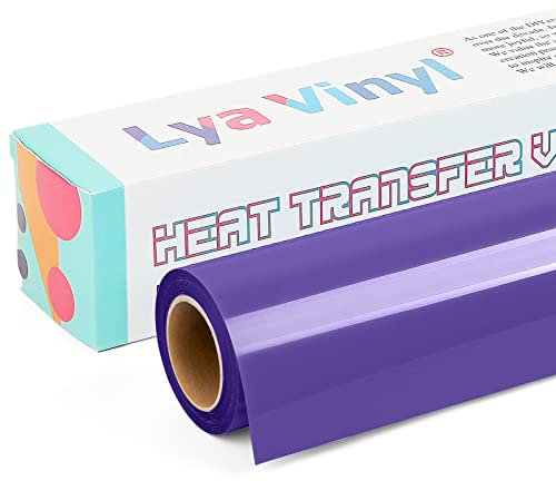 Purple Heat Transfer Vinyl - Lya Vinyl 12 x 10ft Purple Iron on Vinyl Roll for Cricut, Silhouette Cameo, Premium HTV for DIY Clothes, Bags, Shoes and Other Textiles
