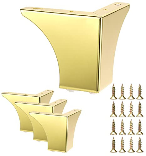 SUMNACON 4Pcs 10cm Metal Sofa Legs Wardrobe Leg Furniture Leg, Modern Solid Sofa Feet Cabinet Feet Table Legs for Replacement (Gold)