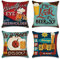 OCEUMACO Leinen Kissenbezug 40x40 Vintage Bier Kissenhülle 4er Set Quadratisch Dekokissen Sofakissen Bezug für Couch Sofa Spruch Kissen Kissenbezüge Deko Zierkissen Couchkissen Outdoor - Bunt