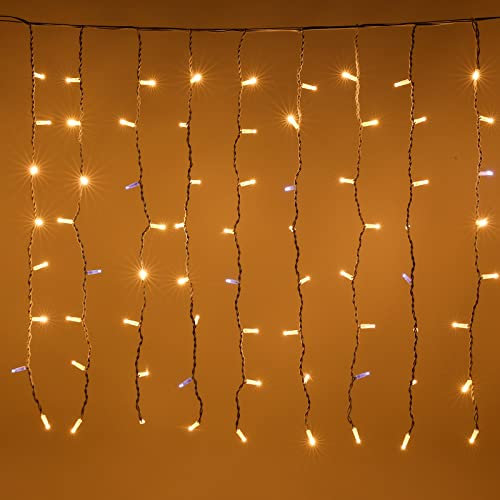 LUCCIKA® 5 x 1 m LED-Lichterkette Lichtervorhang mit 320 Maxi-LEDs und Blitzlicht für den Außenbereich, professionell, verlängerbar (warmweiß)
