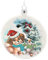 Lauschaer Christbaumschmuck - Glastaler Bedruckt mit kleinem Hund und Weihnachtsmütze, mit Glitter - Dekor und Silberkrönchen, Größe B/Ø: ca. 1 x 9 cm