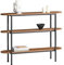SoBuy Table Console Bout de Canapé Table d'Appoint Réglable en Hauteur Table d’Entrée Buffet avec 2 Compartiments Étagères – 110 x 25 x 86 cm, Couleur Noyer et Noir, Style Industriel, FSB67-WS