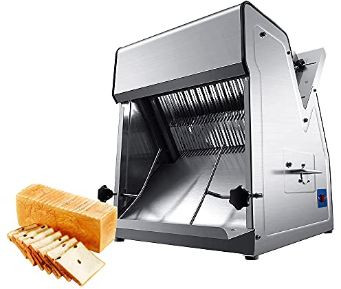 370W Electric Bread Slicer Machine, Commercial Automatic Food Slicer Machine for Bread, Stainless Steel, CE/FCC/CCC/PSE
