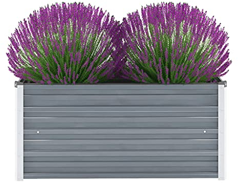 WIFESE Garten-Hochbeet Verzinkter Stahl 100x40x45 cm Grau Hochbeet Metall Hochbeete für Garten Pflanzenbett Kräuterbett Blumenkiste Dekorieren Eingang Balkon Terrasse Garten Stilvoll & Langlebig