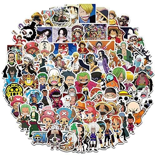 Canverlens One Piece Anime Stickers Pack 100 PCS | Multicolor, Cartoon Style, Vinyl Material, Waterproof, Stickers for Car, Laptop, Water Bottles, Bikes, Bicycles, Travel Case, Motorcycle, Snowboard