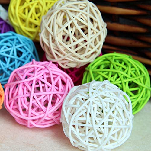 Yurosiay 10 Stück 6cm Rattan Ball Deko Bunt Klein Rattan Kugeln Natur Wicker Rattankugeln Handgemachter Rattankugel Rattan Kugel Tischdeko Rattan Bälle für Party Garten Hochzeit DIY Handwerk