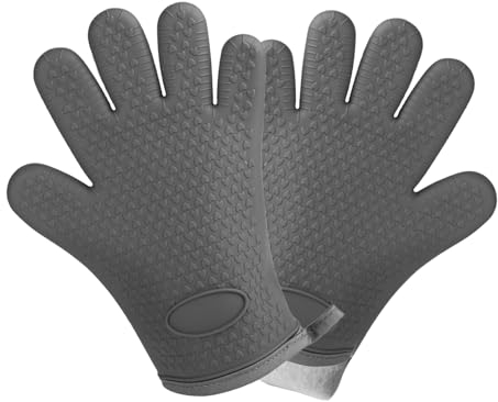 Ofenhandschuh, hitzebeständiger Ofenhandschuh, isolierter Küchenhandschuh, rutschfest, zum Kochen, Ofenhandschuh, Backen, Pizza. Rutschfestes hitzebeständiges Silikon und Baumwolle