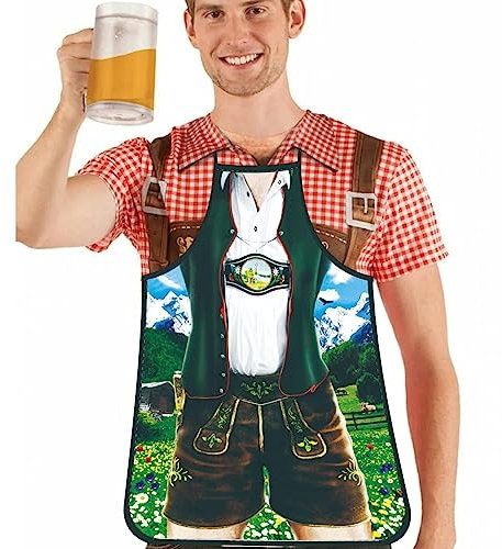 Oktoberfest-Kostümschürze, Oktoberfest Schürze Paare Kochschürzen, Lederhosen-Schürze, Oktoberfest-Bayerische lustige Schürze für Küche, Kochschürzen, Neuheitsgeschenke