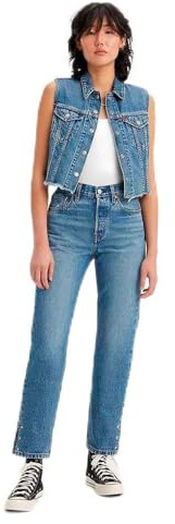 Levi's 501 Crop, Jeans Donna, Indaco Seeped ADV, 34W / 32L