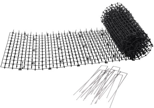 Anti Cat Spikes 200cm*30cm Plastic Cat Scat Mat with Spikes Anit Cat Prickle Strip Pet Deterrent for Garden Plant Protective Net U-Shaped Pegs Included (2M)