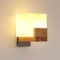 DELIPOP Holz Wandleuchte Innen, G9 Vintage Wandlampe Innen mit Glas Lampenschirm, 3000k/4500K/6500K drei Farben dimmbar, Moderne Wandbeleuchtung für Treppenhaus Wohnzimmer Schlafzimmer Flur, Quadrat