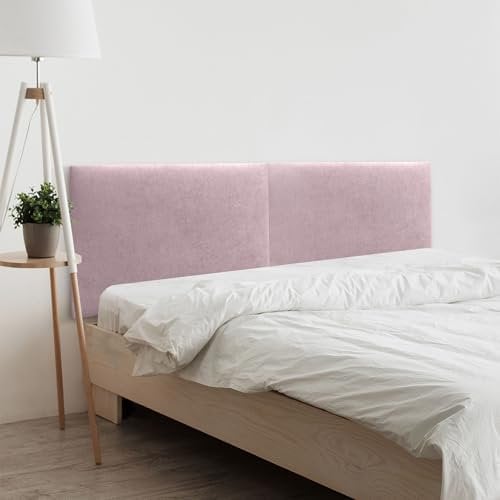 DHOME Testiera in ecopelle o tessuto Aqualine liscio doppio diviso in 2 pezzi, rivestimento di alta gamma, testiera imbottita moderna (tessuto rosa, 190 cm doppio letto 180/190 cm)