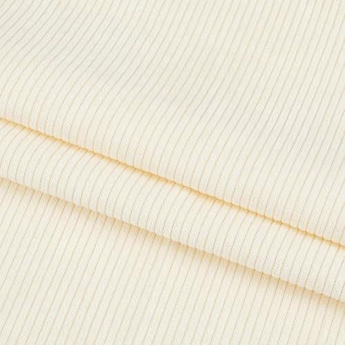 BENECREAT Cremefarbe Cordstoff, 100x155 cm DIY Nähen Handwerk Materialien Cord Polsterstoff Zum Nähen Mantel Hemd Kleid Hosen Kostüm Sofa DIY