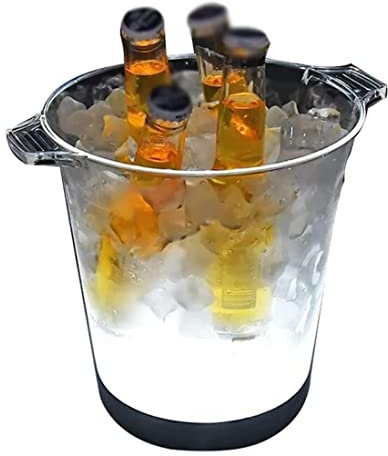 Seau à glace, Seau à glace Seau à champagne Seau à vin Seau à glace lumineux rechargeable Refroidisseur en plastique Seau à glace isolé créatif pour bar à vin Champagne Bac à glace Cooler Bucket