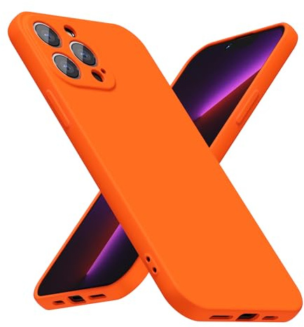 LoeoeL for iPhone 13 Pro Phone Case Silicone, Fluorescent Neon Orange Bright Color Matte TPU, Minimalist Ultra Thin Slim Soft Rubber Gel Girly Cute Case for Women Men, Camera Cover Protection