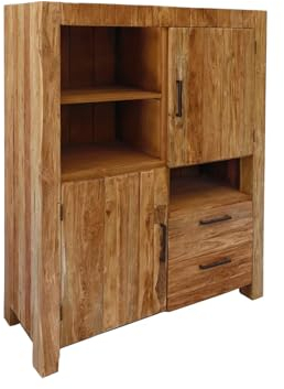 AMD newlifeOutlet Highboard Teakholz massiv Shabby Chic - Borneo