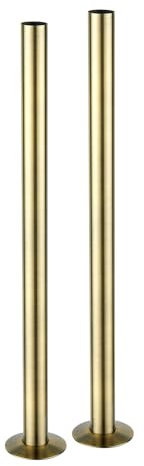 Go Bathrooms Antique Brass Radiator Pipe 300mm x 18mm Pipe Cover Collar Sleeves Brass Radiator Pipe Covers and Floor Ring