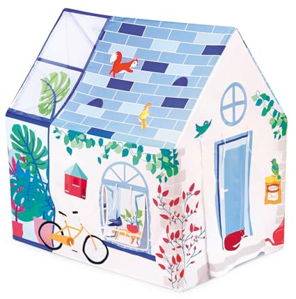 Ludi — Inneneinrichtung — ab 2 Jahren — to Do Like The Big Guys — Fenster, Lüftungsnetze, Briefkasten, große Tür — stabile Struktur — abnehmbar und zusammenklappbar — 90 x 120 x 120 cm