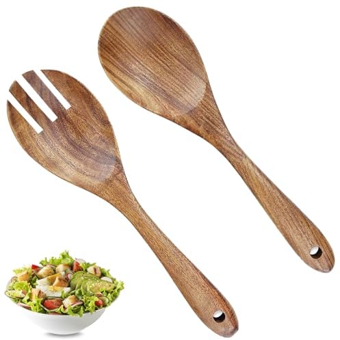 2 Pcs Salad Spoon and Fork Set Salad Spoons Salad Servers Salad Serving Spoons Durable Wood Salad Mixing Dinner Fork and Spoon Wooden Salad Servers Salad Mixing Dinner Fork and Spoon