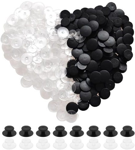 200 botones de plástico con hebilla, 2 colores negros y transparentes, accesorios para zapatos, dijes de pulsera, botones para manualidades, accesorios de espalda