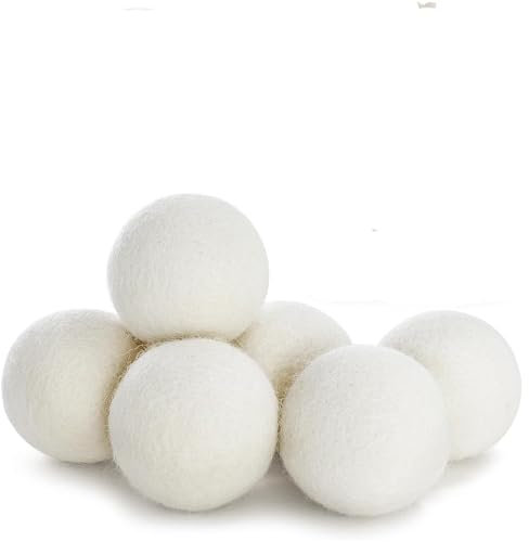 6 palline di lana riutilizzabili per asciugatrice, per la morbidezza del tessuto, riducono le rughe, rimuovono peli di animali domestici e pelucchi dai tessuti, 6 cm