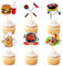 Blumomon 24 Stück Outdoor BBQ, Kochen Cupcake Topper Hof Party Kuchen Topper Dekorationen Familie Party Kuchen Dekoration, Tisch Dekoration