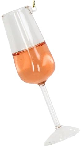 HD Collection Christbaumschmuck Glas 12cm - Weinglas Figur zum Aufhängen - Weihnachtsbaum Anhänger für Weihnachten - Christbaumanhänger & Weihnachtsbaumschmuck - Apricot Klar