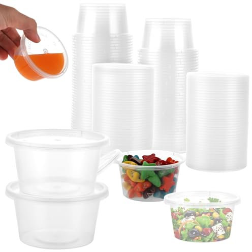 YAYODS 100 Stück Aufbewahrungsdosen mit Deckel 100ml - Kleine Plastikdosen - 4OZ Kleine Dosen mit Deckel Plastik - Auslaufsichere Saucenbecher Kunststoffbehälter für Saucen, Dips