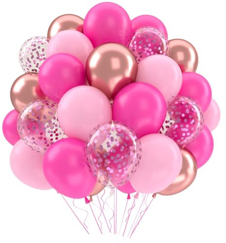 Palloncini Compleanno Rosa, 52 Pezzi Palloncini Rosa Metallizzati Nascita Bimba, Elio Palloncini Rosa Cromati Palloncini Rosa Macarons Per Addobbi Compleanno Matrimonio Baby Shower Decorazione