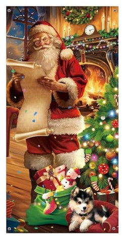 Couverture De Porte Noël Bannière Suspendue 90X200Cm - Décoration Père Noël Pour Entrée Maison (A)