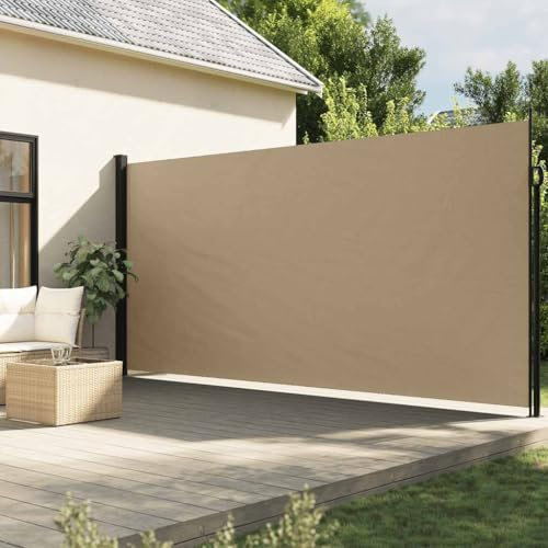 Home Garden,Seitenmarkise mit einziehbarer Seitenmarkise, Beige, 200 x 600 cm