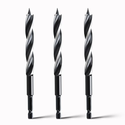 hsawbit Wood Drill Bits, 3pcs x 12mm x 155mm Auger Drill Bit Extra Long Drill Bits Wood Plastic, Drywall Woodworking Hole Drill Bit