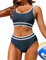 AI'MAGE Badeanzug Damen Bauchweg Bikini Set High Waist Sport Bikini-Sets Bademode Push Up Sportlich, Marineblau XL