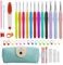 Häkelnadel Set 44 Stück - 12 Größe Häkelset für Anfänger - Weicher Ergonomischer Griff - Crochet Set - Buntes Häkel Zubehör - Mit Tragetasche