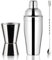 JAWUZ Shaker Cocktail 550ml Kit Barman Professionale 3 Pezzi Acciaio Inox 304 Dosatore 15/30ml Pestello Ricettario Incluso Set Cocktail Tenuta Ermetica Regalo Uomo Bartender Casa Bar Feste