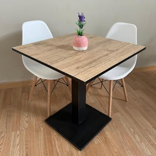 Generico TAVOLO BAR | BISTROT | RISTORANTE QUADRATO CON PIEDE CENTRALE 60/70/80 cm colori assortiti (ASPEN OAK - NERO, 60X60)