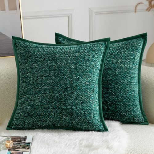 Yaertun Chenille Kissenbezug Tie-DyeDesign Kissenhülle Dekorative Sofakissen Dekokissen Zierkissenbezug Weicher Samt Rückseite Kissenbezüge für Wohnzimmer Schlafzimmer 2er Set 55x55 cm Grün