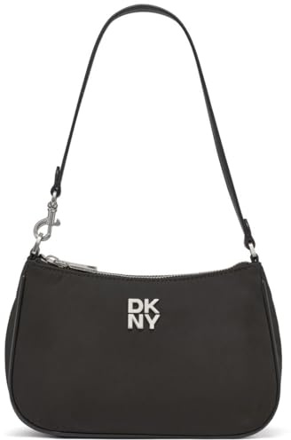DKNY Women's Jenny TOP Zip Shoulder Bag 100% Polyester with pu Trim, Black