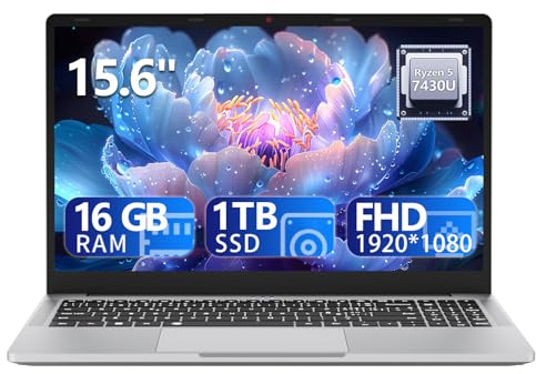 DUNHOO 2025 Laptop with Ryzen 7430U Processor(6C/12T,up to 4.3GHz) (Beat i7-1355U), Laptop Computer Win 11 Pro, Traditional Laptops 16GB DDR4 1TB SSD 15.6 Full HD IPS Display 1MP Camera Type-C BT 5.