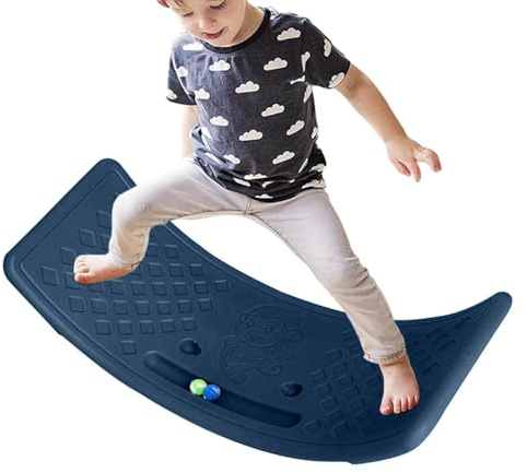 Balance Board for Kids, Twisting Balance Board, Multifunctional Balancing Plastic Balance Seesaw Board with Elastic Ball, Wobble Board, Balance Training Equipment for Boys, Girls (Blue)