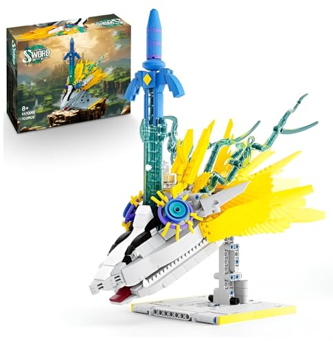Baumeister Schwert Bausteine Bausatz, 702 Stück Kreative Drachenkopf Basis Schwert Klemmbausteine Kit, Tier MOC Weaponry Modell Spielzeug, Geschenke für Fans Kinder Erwachsene und Heim Büro Deko