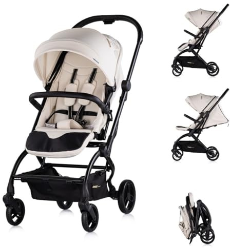 Chipolino Kinderwagen Revolut, Sitz 360 Grad drehbar, verstellbar, EVA-Reifen creme