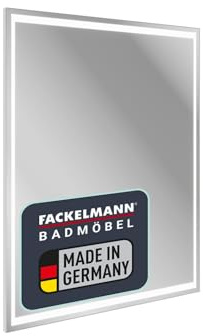 FACKELMANN B.Paris LED-Spiegel – Moderner Wandspiegel mit neutralweißer LED-Beleuchtung, 71 x 91 cm, flexibel montierbar, silberner Rahmen – Made in Germany