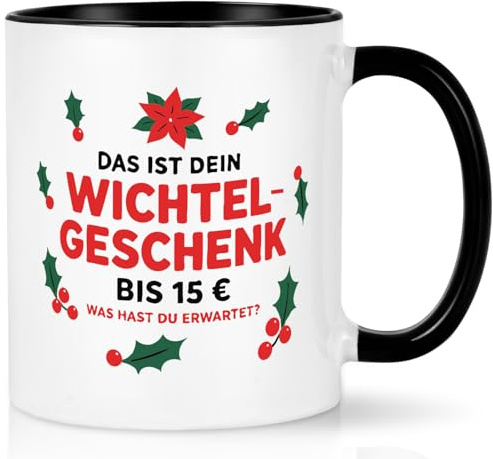 Joymaking Kaffeetasse Wichtelgeschenk für 15 Euro für Freunden Kollegen Wichtel Tasse Lustige Geschenke für Frauen Wichtel Geschenke Unter 15 euro für Weihnachten, 320ml Schwarz