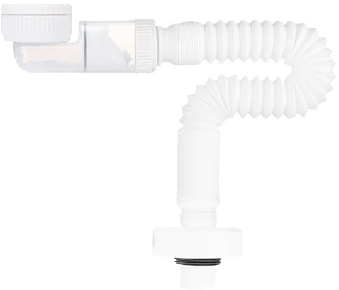 GmwyCzV Sifone Lavabo Bagno 1 1/4, Flessibile Regolabile Tubo Scarico Lavandino Bagno, Allungabile da 380-930mm Sifone Lavandino Cucina Plastica con Antiodore, per Cucina, Lavello