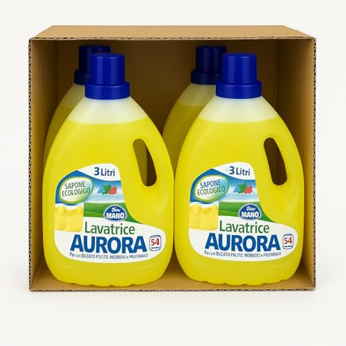 Detersivo Lavatrice Aurora 3 Litri – Confezione da 2 o 4 Pezzi – Sapone Ecologico Liquido Profumato, Fino a 54 Lavaggi per Flacone, Bucato Pulito e Morbido (4)