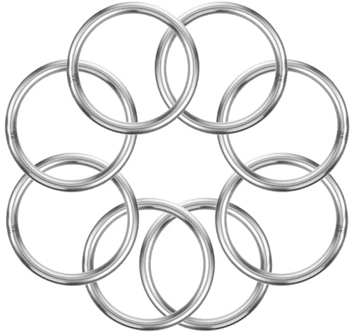 Sibba 8x O Ringe Edelstahl 50 mm Rund Metallring 5mm Starker Ring Schlüsselring Karabiner Silber Metallringe Schnalle Gurtband Schnallen für Campinggürtel Taschen Hardware Traumfänger Ring Hundeleinen