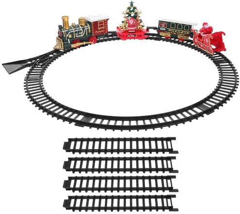 MOLUCKFU Elektrische Weihnachtszug Spielzeugeisenbahn mit Schienen und Musik Kunststoffmaterial Retro Design für Kinder für Familienfeiern und Weihnachtsdekoration