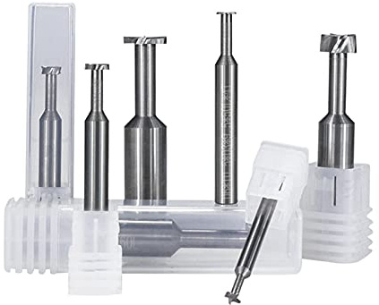 DLTBYWAQZ T-Nut-Schaftfräser, 4-Flöten, Hartmetall-Schaftfräser, 4–12 mm Schaft, CNC-Fräser for die Metallbearbeitung, T-Nut-Schlüsselkanal-Fräser(8x3x4x12.7x50)